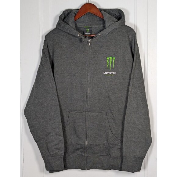 Monster Energy Official Full Zip Hoodie Sweatshirt Gray Mens Size XL NEW 2025 - Picture 1 of 4